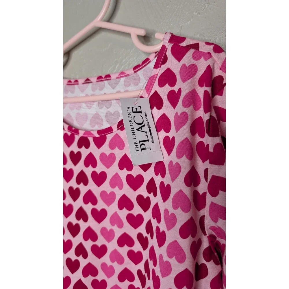 NWT Children's Place Girls XLarge Pink Hearts Long Sleeve Dress - Picture 5 of 7
